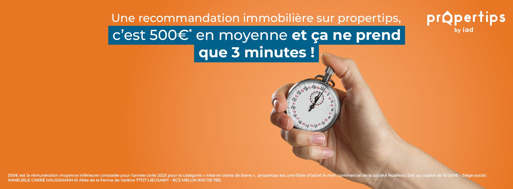 Une recommandation immobilière sur propertips, c'est 500 € en moyenne et ça ne prend que 3 minutes